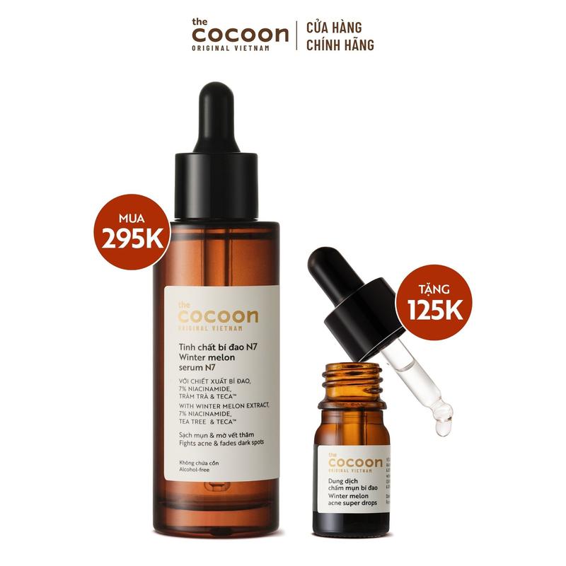 SPECIAL DEAL Tinh chất bí đao serum Cocoon sạch mụn chuyên sâu & mờ vết thâm 70ml tặng 1 dung dịch chấm mụn 5ml