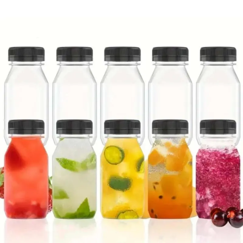 Clear Plastic Juice Bottle, Leakproof Drinking Bottle for Juice, Milk, Smoothie, Portable Drinking Bottle for Home Office School Daily Use, Summer for Gift Organiser Tin 2