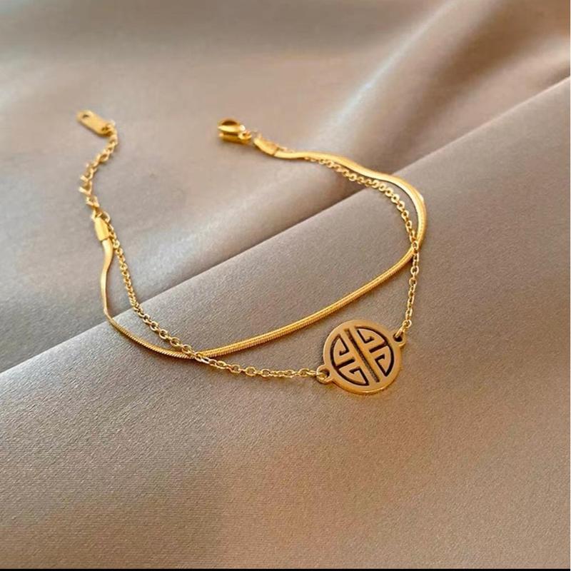 Gelang Tangan Wanita Titanium Dua Layer Koin Bracelets 1