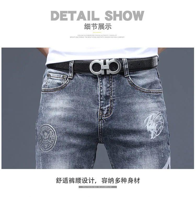 Product Introduction of Quần Dài Denim, Thời Trang Cao Cấp Của Nam Giới, In Hình Kim Cương Giả, Mỏng Vừa Vặn, Mỏng Vừa Vặn, Hàng Mới Về Thu Đông, Quần Dễ Phối Đồ Cho Nam Giới 12