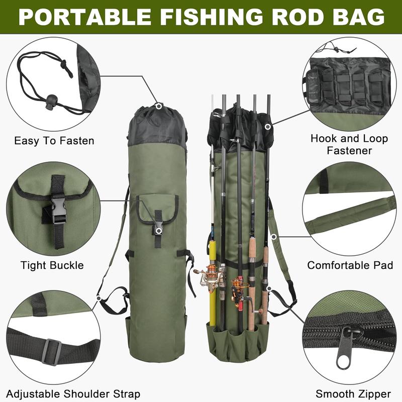Product Introduction of Outdoor Cylinder Fishing Bag, Portable Fishing Rod Storage Bag, Multifunctional Fishing Rod Bag, Fishing Gear Storage Bag 3