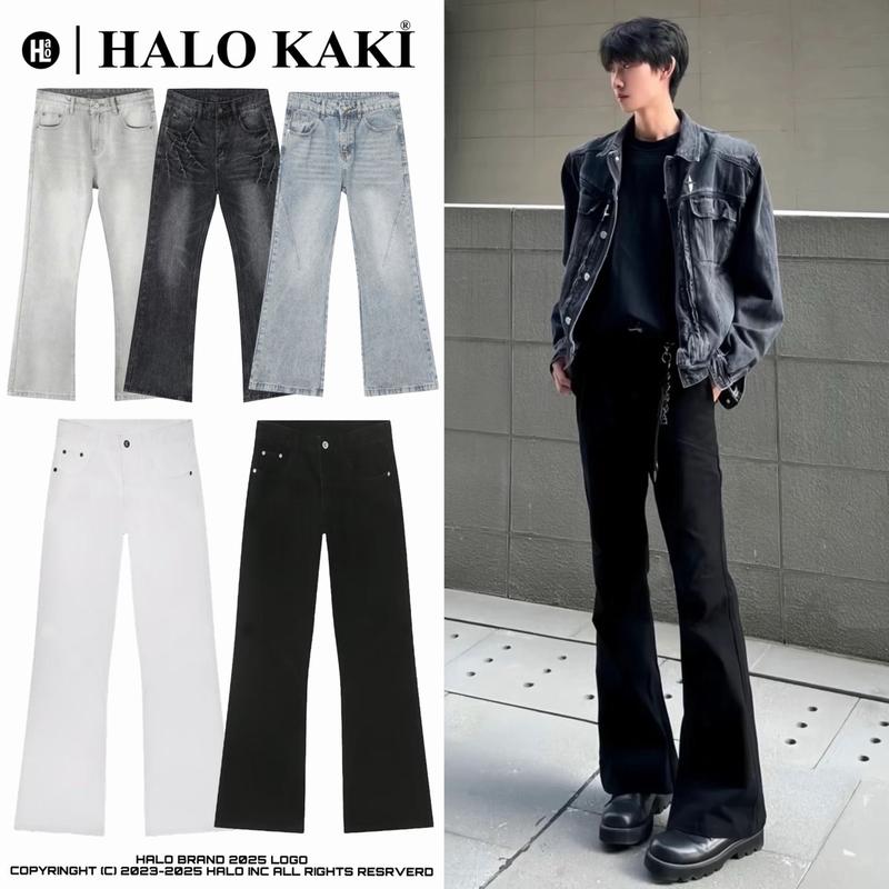[HALO] x [NHẠC SĨ M69 58KG] | QUẦN JEANS LOE DOUYING ĐEN/TRẮNG/MÀU  - Quần jeans loe chất dày nhiều màu unisex nam nữ phong cách douying Nam Menswear Denim Jean Pants Có Túi