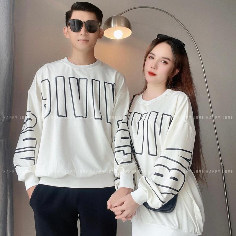 Product Introduction of Áo nỉ sweater đôi nam nữ mùa đông dài tay màu trắng in chữ cá tính thời trang cặp đôi HAPPYLOVE H059 4