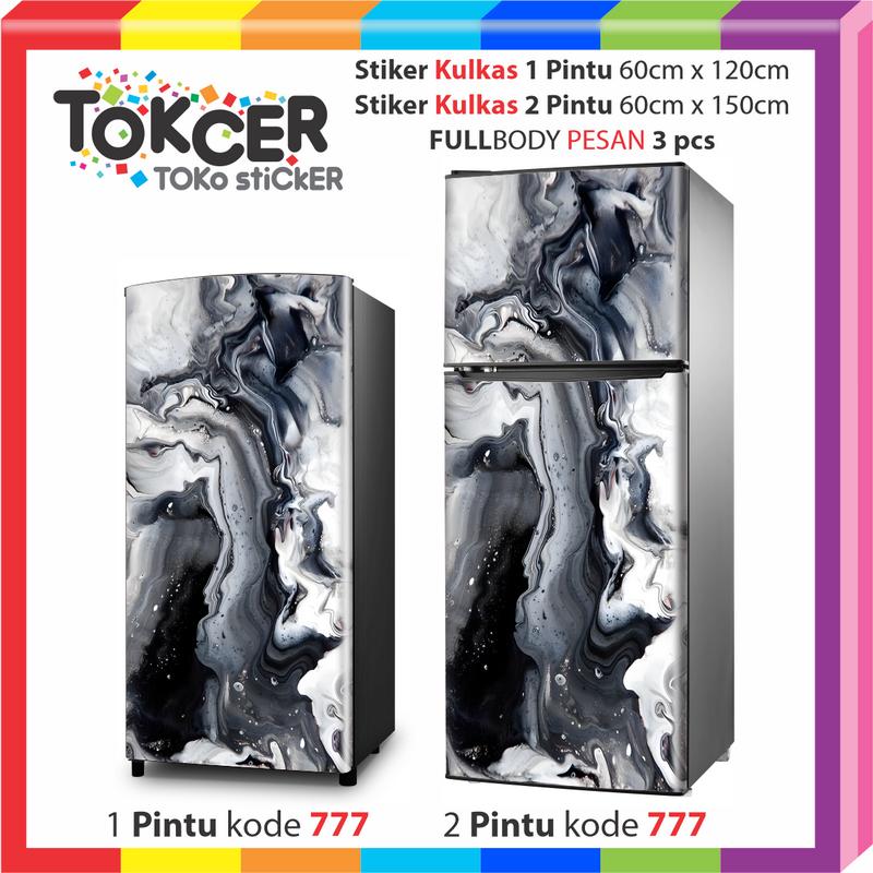 STIKER Kulkas 1 Pintu atau 2 Pintu Motif MARMER MEWAH Keren Sticker 5