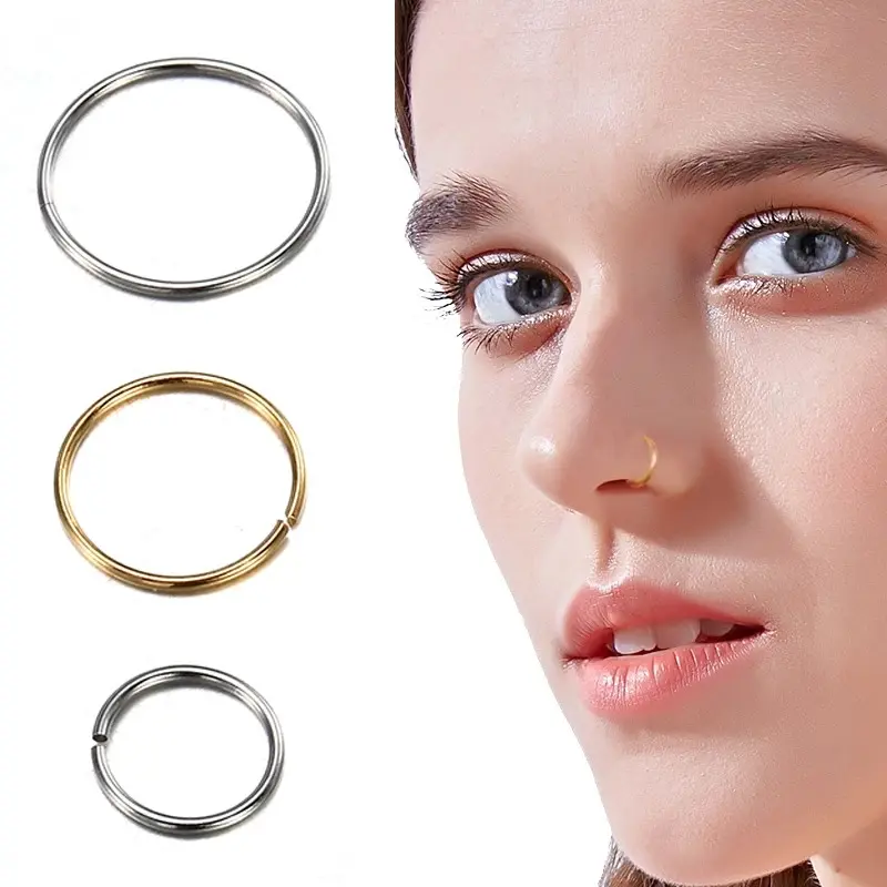 Fashion simple punk circular septum nose ring/ladies stainless steel nose hoop ring/body piercing jewelry/popular women jewelry