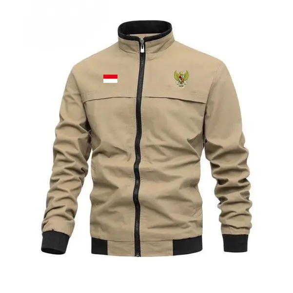 Jaket pria eleganter timnas Bordir Kain Simple Panjang 3