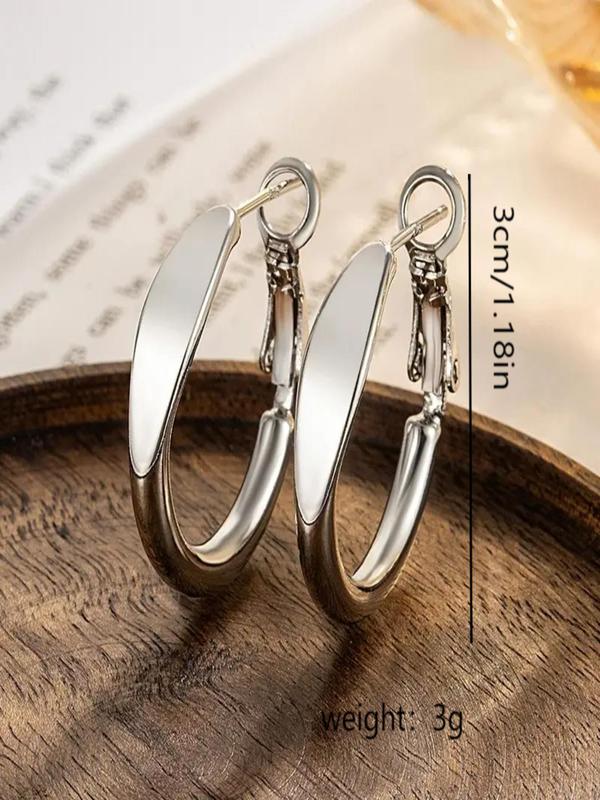 Minimalist Plain Color Hoop Earrings, Fashionable Earrings for Women & Girls, Trendy All-match & Exquisite Jewelry for Birthday Gift 1