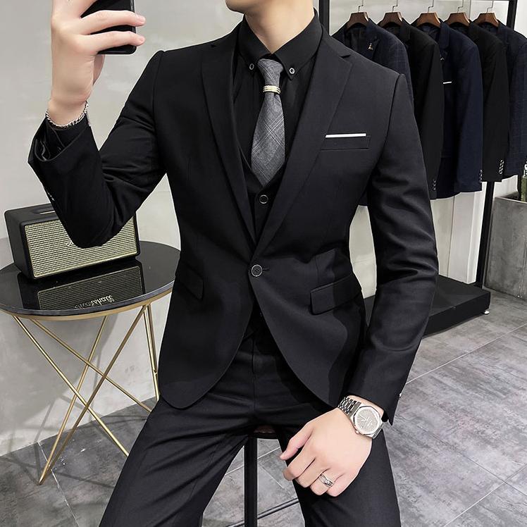 <Tặng cavat> VEST nam cao cấp - Bộ vest đen - Quần đai tăng chỉnh cạp 1