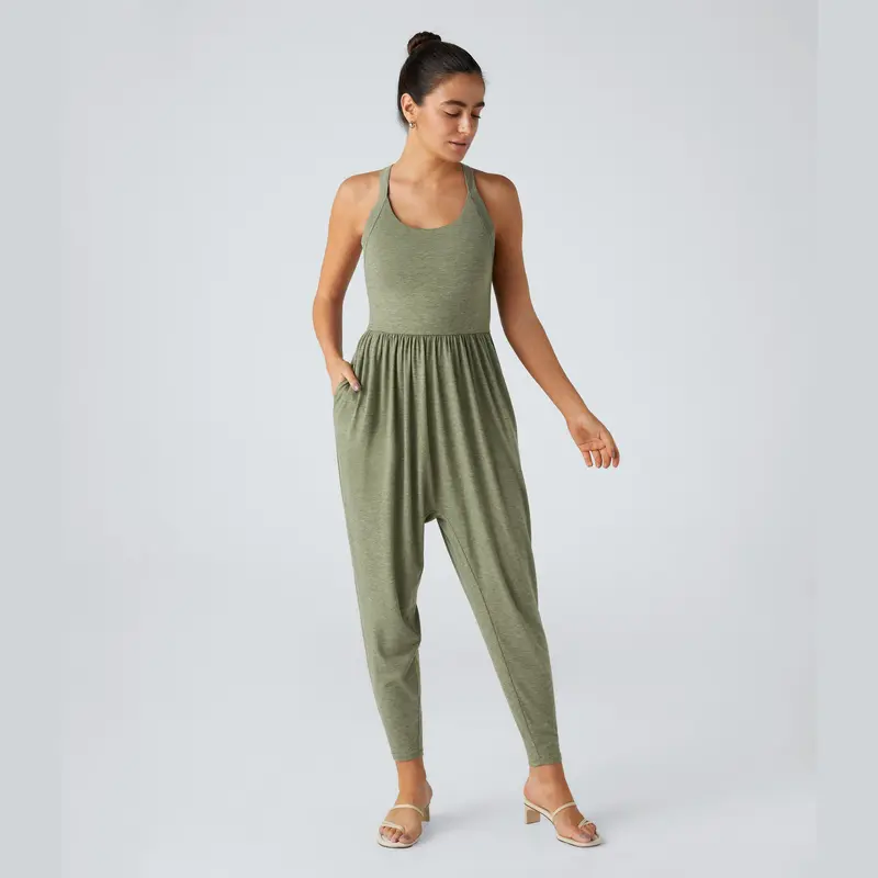 Halara Backless Twisted U Neck Side Pocket Harem Casual Jumpsuit-Easy Peezy Edition, Stretchy Comfortable Fit for Casual Activities #Summer #Summervibes 1