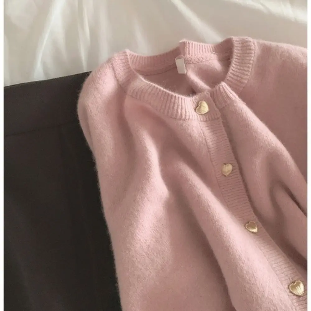 RICH-THEY Áo Len Thời Trang Hàn Quốc Mới Áo Khoác Cardigan Dệt Kim Cổ Tròn Nữ Dáng Rộng | BigBuy360 - bigbuy360.vn