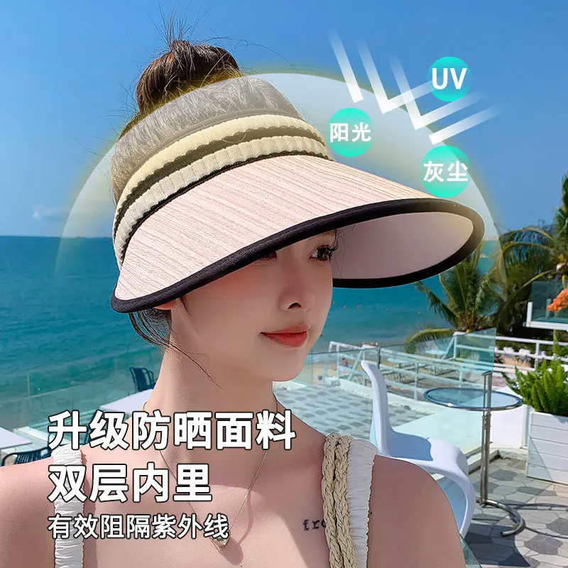 Mũ Chống Nắng, Thời Trang Mùa Hè, Dễ Phối Đồ, Sành Điệu, Hở Đầu, Chống Nắng, Thường Ngày, Cầm Tay Và Có Thể Gập Lại Vành Lớn, Che Mặt, Dành Cho Nữ 3