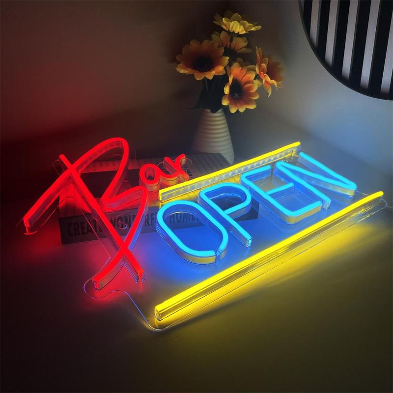 Product Introduction of Bar Open Neon Sign, LED Sign Wall Decoration, USB Powered Open Bar Neon Sign, Bar Shop Cafe Shop Party Club Restaurant Shop Open Sign, Bar Light Decoration Gift 3