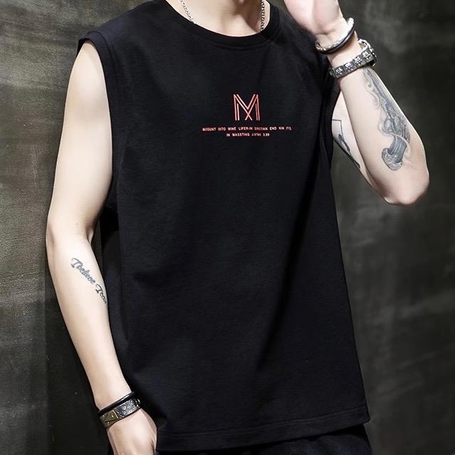 Áo thun ba lỗ nam tanktop in hình chữ M - thun cotton thoáng mát Menswear Menswear Menswear Menswear có thể giặt máy đơn giản 6