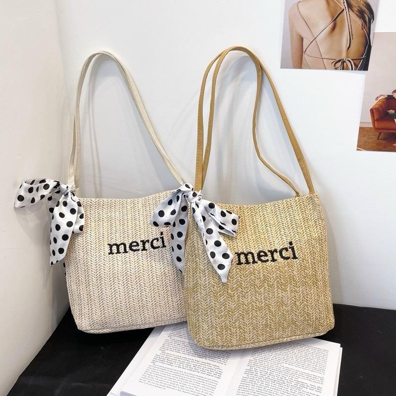 Product Introduction of Túi cói merci có thắt nơ chấm bi 1