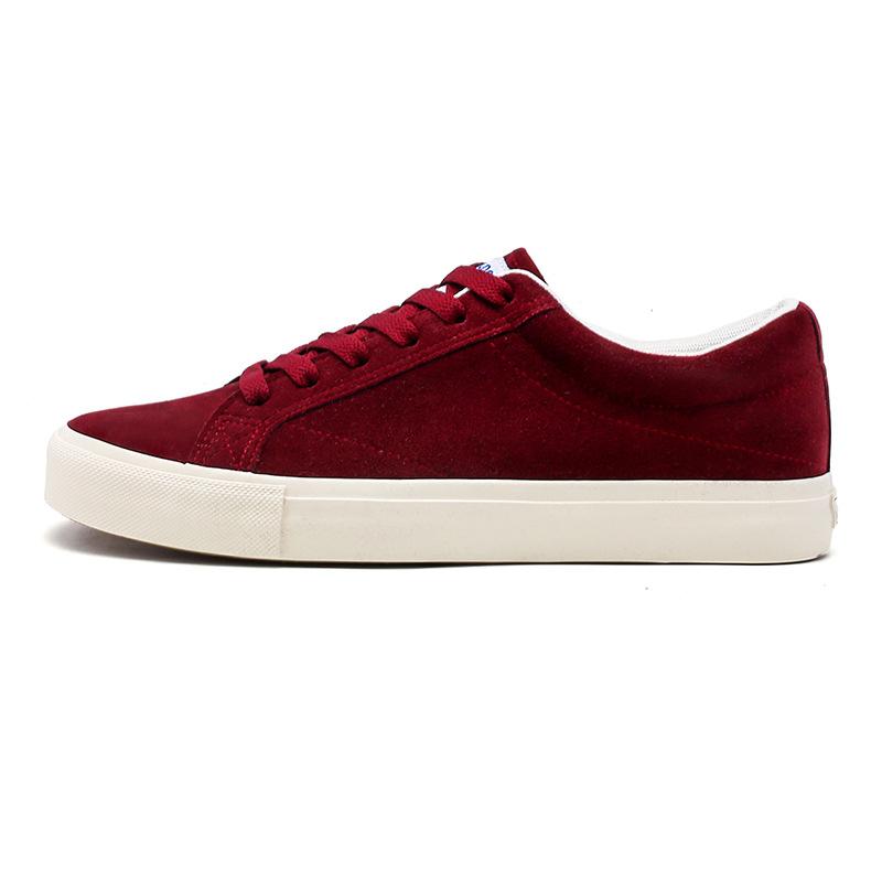 Men's Shoes Wine Red Canvas Shoes Men's All-Match Niche Low-Top Ins Wear-Resistant Men's and Women's Suede Skateboard Shoes 4
