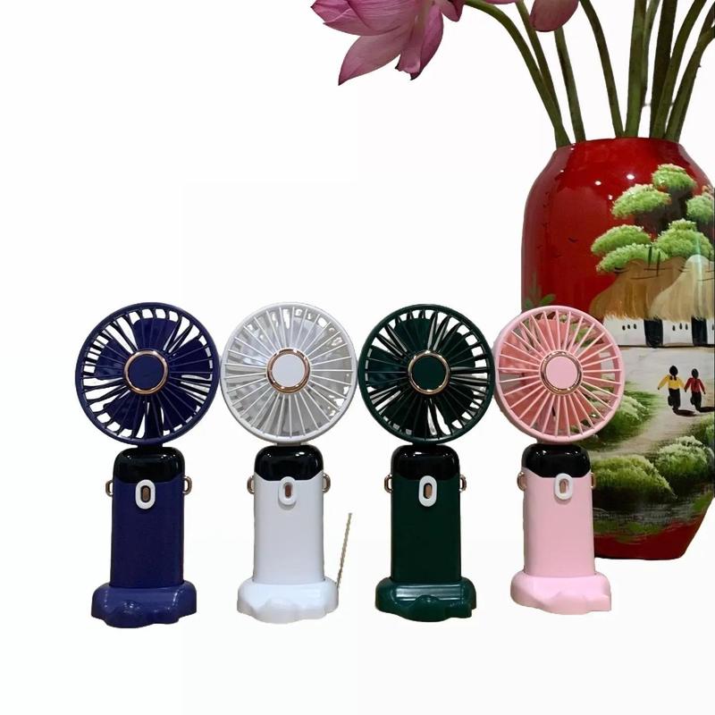 Quạt mini cầm tay, đeo cổ mẫu mới 2025, có 5 cấp độ gió, pin 5000 mah, có dây đeo cổ, có hiển thị % pin, có giá đỡ kê điện thoại Phụ Kiện