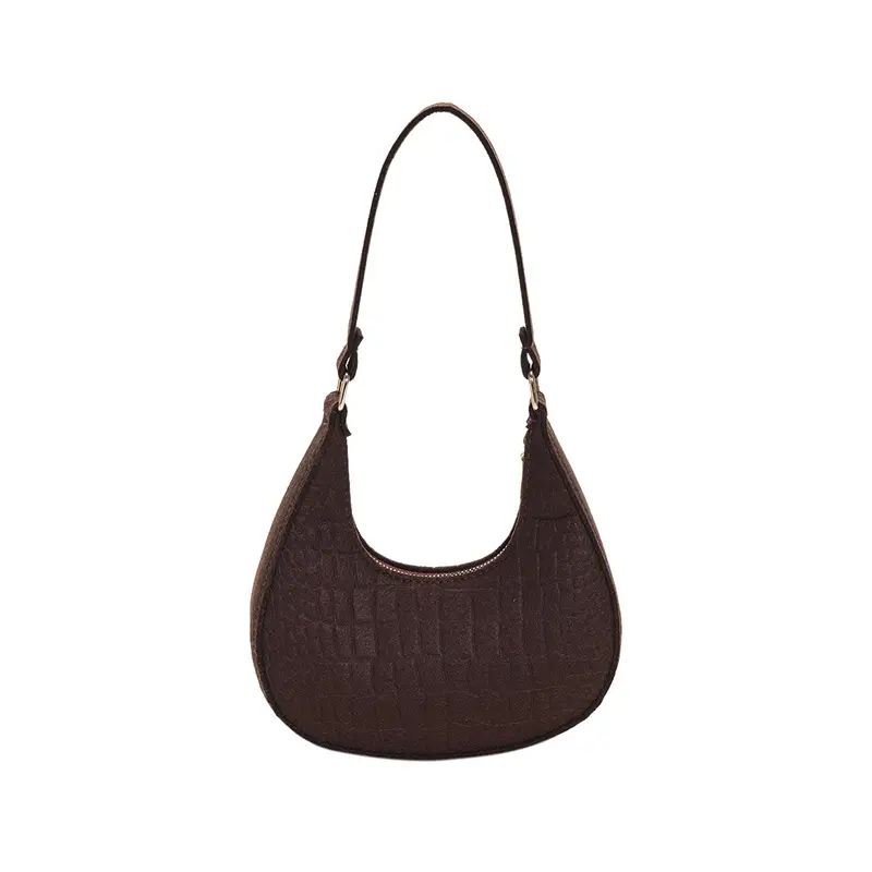 Solid color felt cloth ladies small bag Korean summer new stone pattern underarm bag casual shoulder handbag