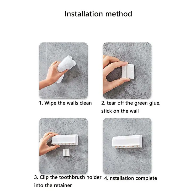 1 Piece Wall Mounted Toothbrush Holder, Punch-free Plastic Toothbrush Storage Rack With Cover For Bathroom 4