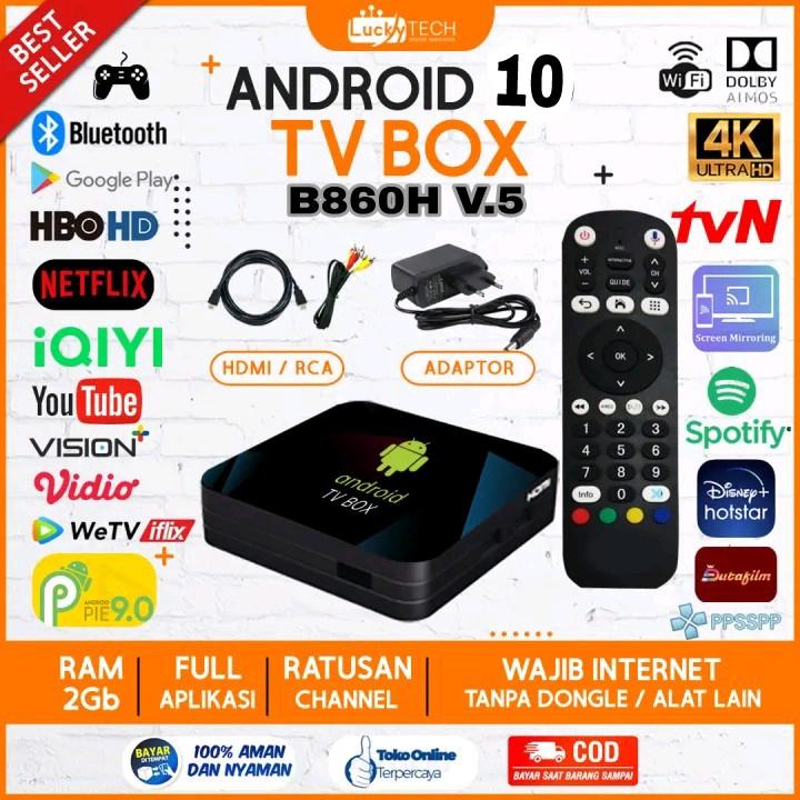 STB SMART ANDROID TV V5 OS 10 REMOT VOICE FUL CANEL PREMIUM - Shop ...