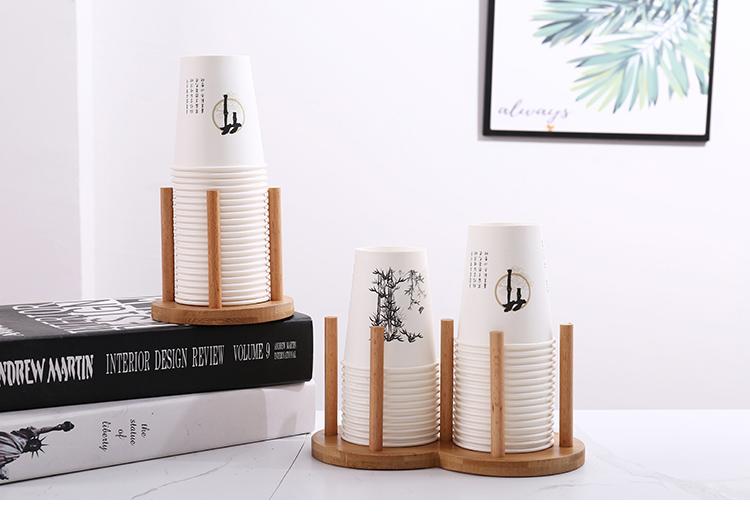 Product Introduction of Bamboo Wooden Cup Storage Rack Creative Round DIY Household Cup Holder For Disposable Paper Cup Counter Desktop Storage Rack 2