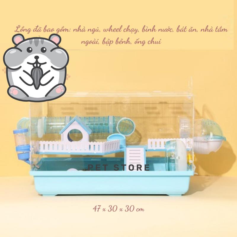 Lồng Hamster Mica Cao Cấp Kích Thước 47 Bao Gồm Phụ Kiện - Dành Cho Nuôi WW, Bear, Campel, Robo