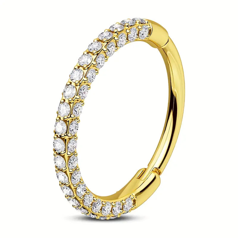 OUFER Women's 20G Triple-Sided CZ Hinged Segment Nose Hoop Ring - 316L Stainless Steel Elegant & Luxurious Body Jewelry for Cartilage, Helix, Daith, Lobe Piercings - Valentine's Day Gift, Daily Wear 6