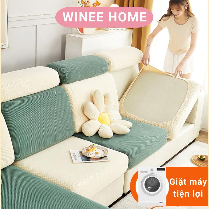 Bọc đệm sofa bọc nệm, gối tựa sofa chống xô lệch vải nỉ caro dày dặn mềm mịn 1