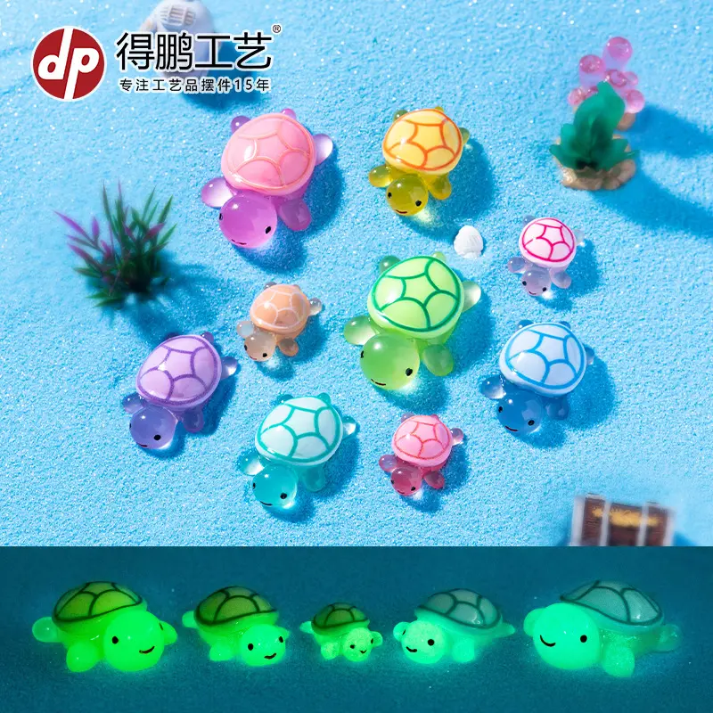 TikTok Popular Night Light Small Turtle Miniature Landscape Creative DIY Decoration Accessories Mini Resin Turtle Ornament