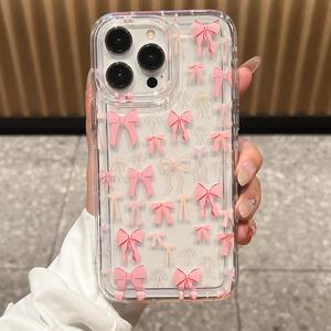 Funda para celular con patrón de moño, cubierta protectora linda, accesorios para celular a prueba de golpes compatibles con iPhone y Samsung