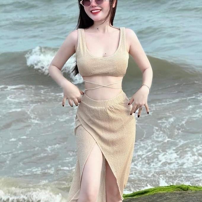 Set Bikini Đồ Bơi Đi Biển Nữ áo bra Quây váy dài set 3 chi tiết có quần sang xịn QCCC BELLA