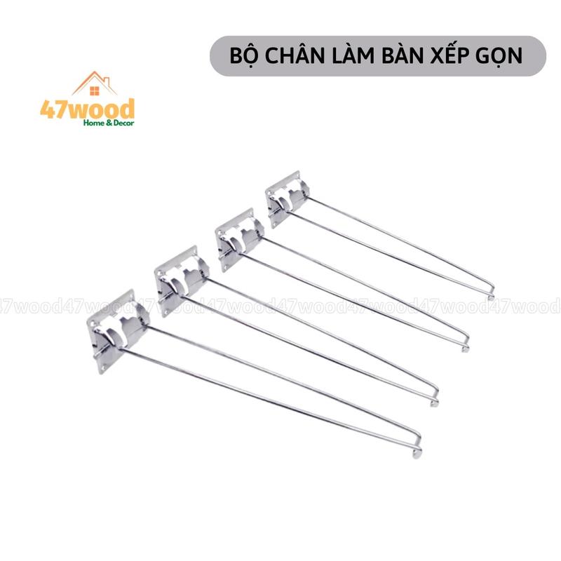 Bộ 4 chân bàn xếp gọn làm bàn xếp, tặng kèm vít 1,5cm