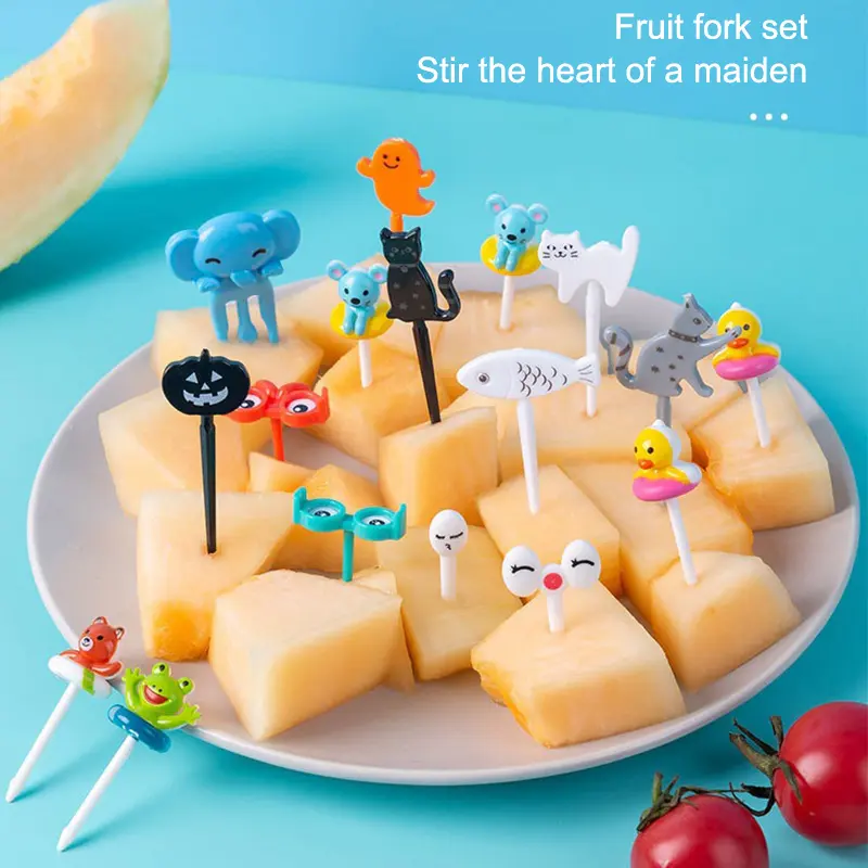 Tusukan Bento Garpu Bento Buah Kue Dessert Foodpicks Dekorasi Hias Bento Motif Mata Hewan Lucu Lunch Anak/Garpu Buah Kartun Anak-anak Stik Bento Stik Makanan Penutup Rumah Sisipan Hewan Garpu Buah Kecil  jsayu