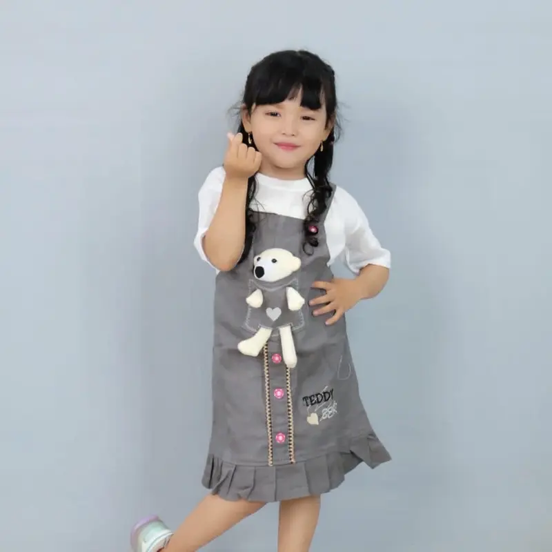 Overalls Jumpsuit Jeans Anak perempuan Variasi Boneka 1-8 Tahun Combed Lengan 1