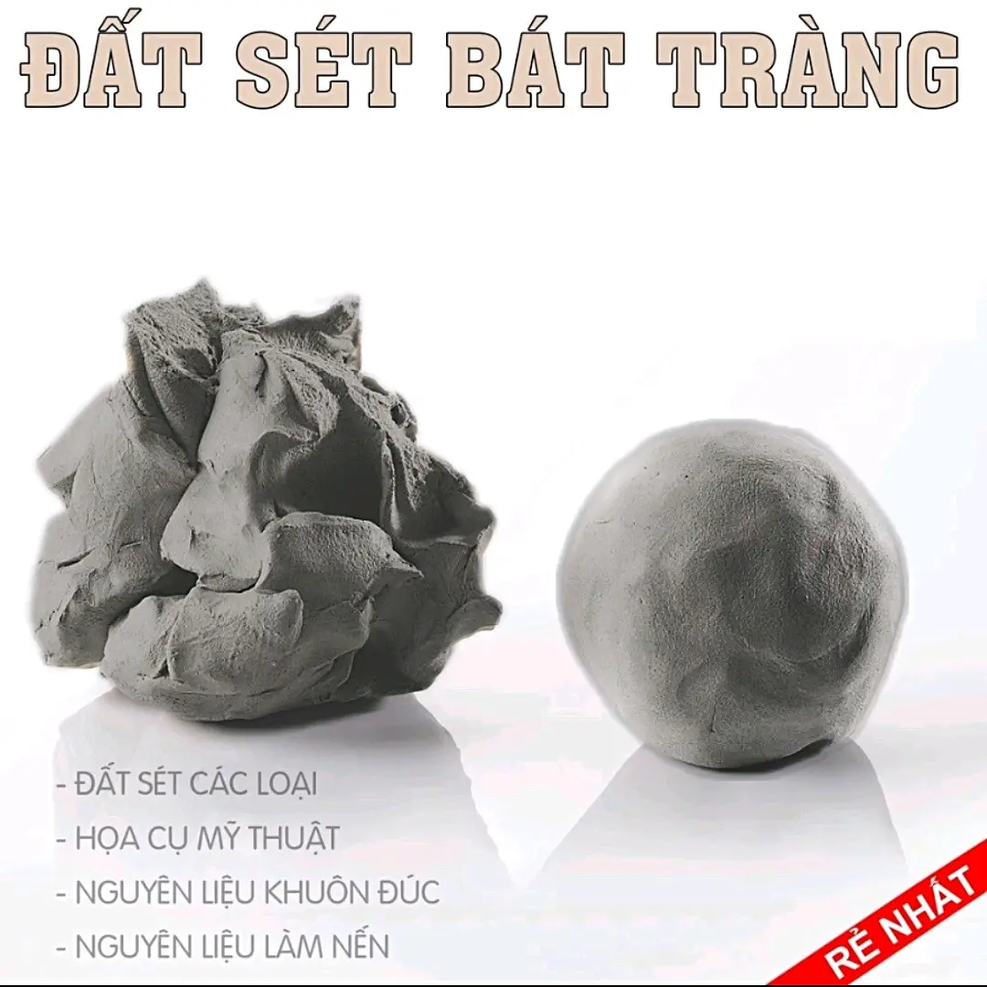 2Kg Đất Sét tự nhiên màu Xám - Loại Dẻo ( Nặng tượng, Làm gốm )