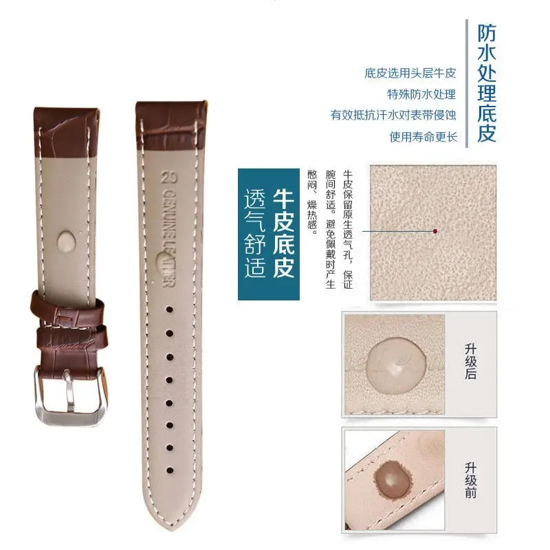 Dây Đeo Đồng Hồ Bằng Da, Hàng Thật, Unisex, Da Bò Lớp Một, Khóa Chốt, Thiết Kế Hình Bướm, Phong Cách Cổ Điển, Không Thấm Nước, Vòng Tay, Da Cá Sấu, Có Thể Đeo Cho Tất Cả Các Loại Đồng Hồ, Phong Cách Song Song 7
