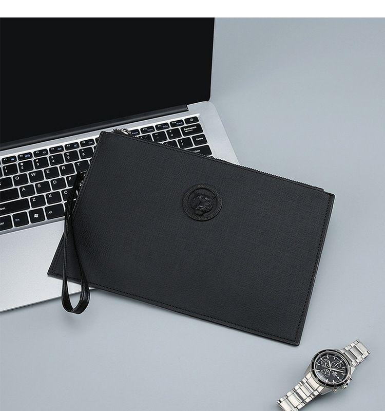 Product Introduction of New Men's Clutch Large Capacity Soft Leather Clutch Envelope Package Trendy Briefcase Business Men's Bag Live Supply 4