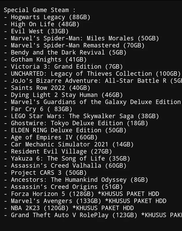 HDD internal PC Paket Full Game Pc 250GB/500GB/1TB Full Bebas Request - Gamepad 1