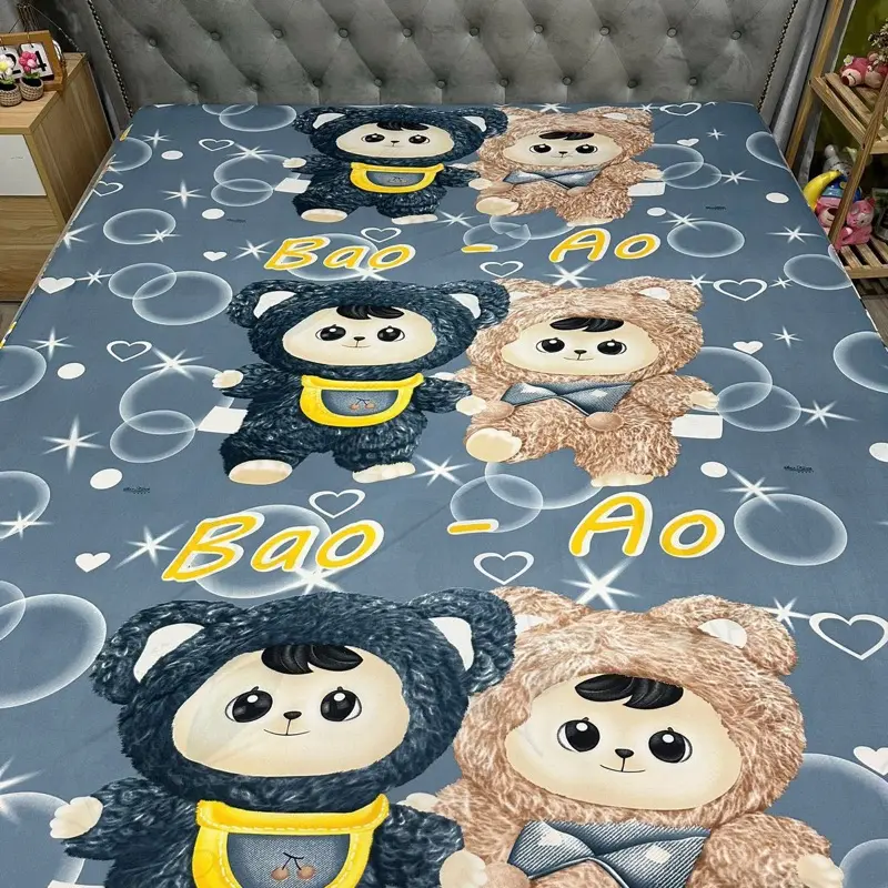 Áo bọc nệm khóa kéo 2 mặt thun lạnh in 3D sắc nét mẫu hoạt hình hottrend 5