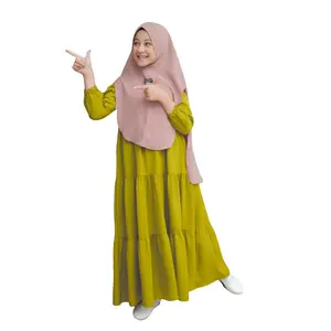 Gamis Anak Perempuan Muslimah Tanggung Terbaru  Baju Muslim Kain Rayon Nyaman  Panjang Remaja Dress Wanita Syari Katun Motif Polos Usia 7-12 Tahun Nyaman