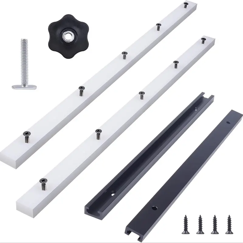 Table Saw Crosscut Sled Kit, 6 Counts/set Table Saw Crosscut Sled Kit with Miter Bars, Aluminum Tracks, Knob and Bolt, Including Predrilled Holes and Screws 0