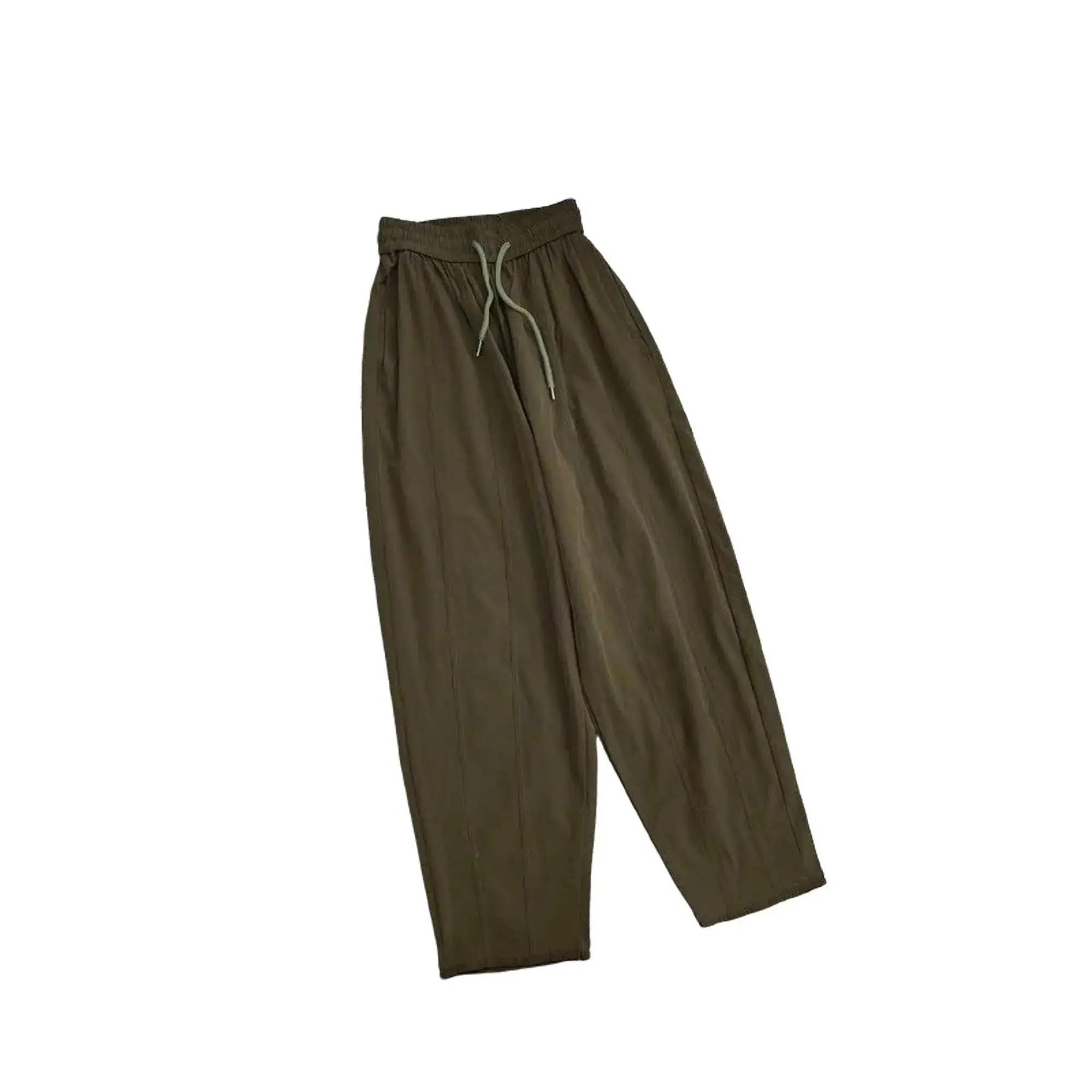 Quần Baggy gió mềm mịn cạp cao lưng thun gân chìm co giãn 4 chiều Women Pants quần  đai Nhung Kem