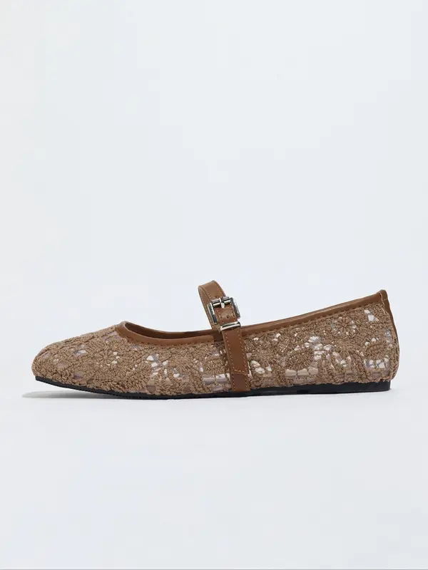 Women's Fashionable Lace Mary Jane Shoes, Casual Comfortable Breathable Flat Shoes for Summer, Female All-match Shoes for Daily Wear, Girl 7
