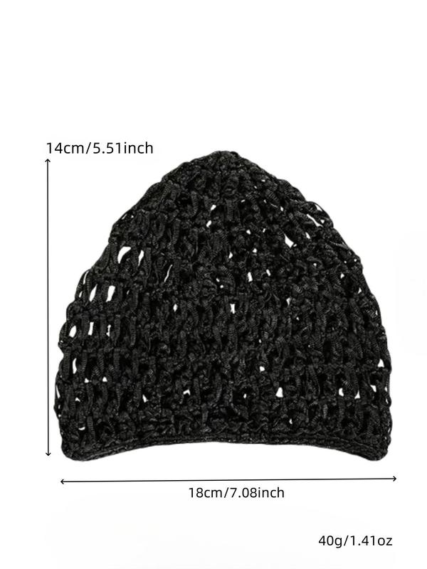 Solid Color Hollow Out Design Hats, Casual Elastic Hair Cap for Women, Fashionable Hair Accessories for Daily Wear 1
