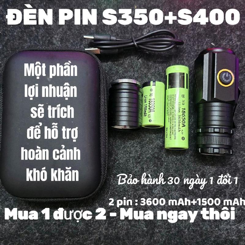Bộ đèn pin nhỏ mini S350+S400 siêu sáng - phiên bản nâng cấp vừa là s350 vừa có thể nâng cấp lên s400 - 7 chế độ sáng  full soi ếch7 cho nam xa cầm tay flashlight đèntíchđiệnsiêusáng