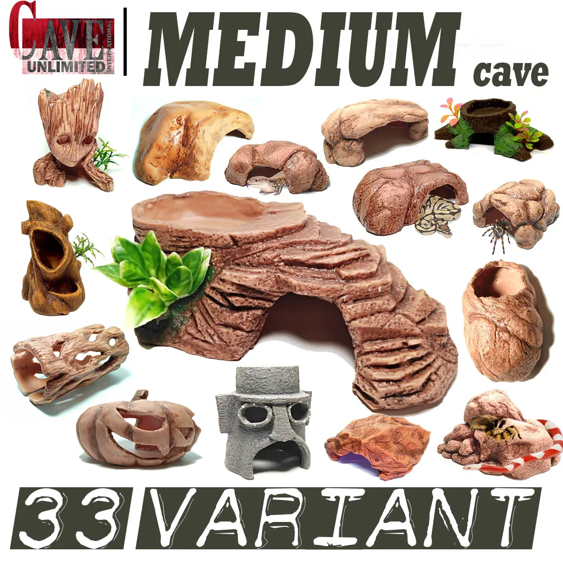 33 VARIAN HIDING PLACE CAVE HIDINGCAVE TEMPAT SEMBUNYI REPTILE HEWAN REPTILE GECKO ULAR KADAL TARANTULA KALAJENGKING HAMSTER IKAN HIASAN AQUARIUM DEKORASI REPTILE