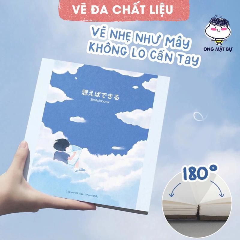 Sổ Vẽ Đa Chất Liệu Ong Mặt Bự - Sổ Phác Thảo Creamy Clouds - Sketchbook Không Kèm Tài Liệu Vẽ