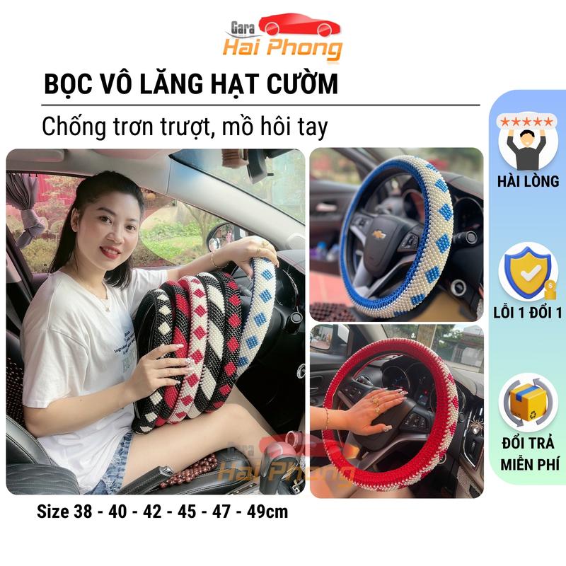 Bọc vô lăng hạt cườm, bọc vô lăng đủ size ( 38-40-42-45-47-49cm) Chống mồ hôi tay, trơn trượt