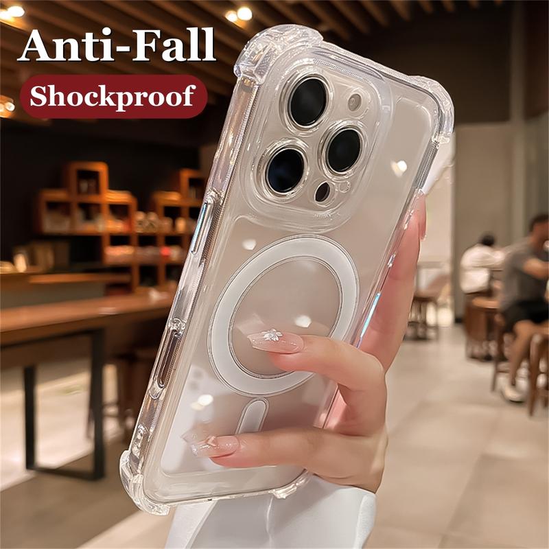 Ốp Điện Thoại Chống Sốc Túi Khí Tương Thích Với IPhone 11 12 13 14 15 16 Pro Max Và 14 15 16 Plus Ốp Mềm Không Gian Ốp Lưng Nam Châm Trong Suốt