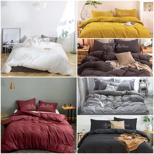 Bedcover Set Polos 1 set Bed Cover Sprei Ukuran 180x200 160x200 120x200 Katun Polos Hotel Premium Adem Lembut Empuk Anti Luntur Free Tas Bedcover Bantal