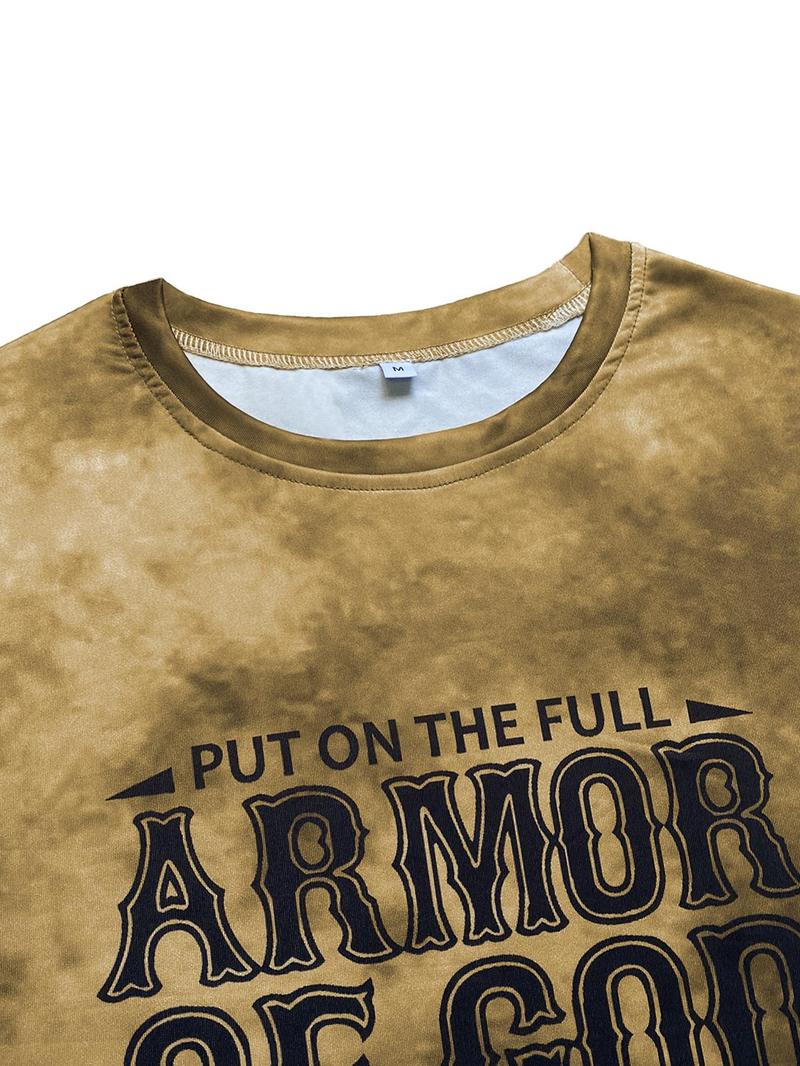 Product Introduction of Men's Regular Fit Letter Print Round Neck Tee, Casual Short Sleeve Crew Neck T-Shirt for Summer, Fashion Men's Top for Daily Wear, Clothing 3